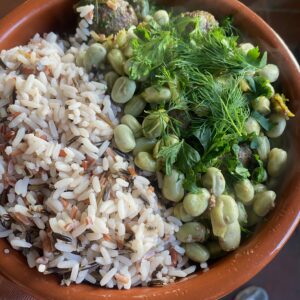 Geroosterde broccoli met tuinbonen en citroen (v)