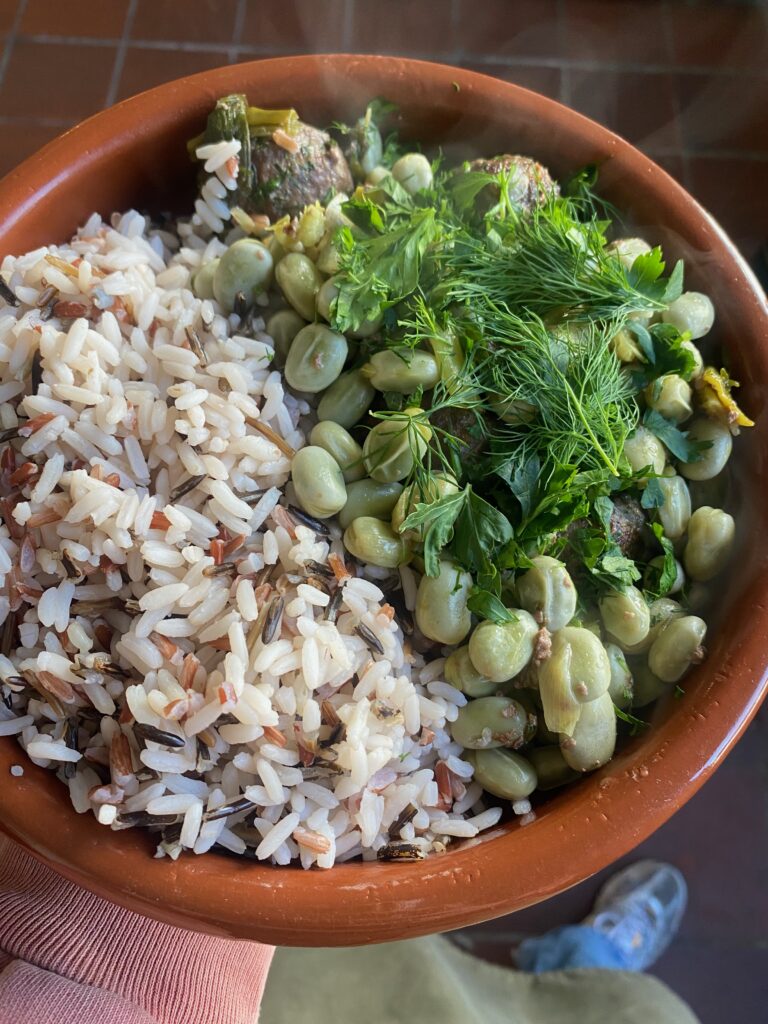 Geroosterde broccoli met tuinbonen en citroen (v)