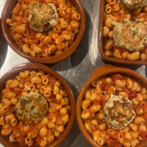 Viskoekje met pasta