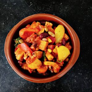 Tortilla met Mexicaanse bonenstoof (v)
